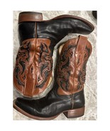 Corral Men’s 9.5D Brown Black Leather Tooling Square Toe Cowboy Boots Vi... - $3,026.48 MXN