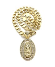 Iced Virgin Mary Pendant 11mm/18&quot;,20&quot;,24&quot; Cuban Chain Fashion Necklace RC4069 - £16.34 GBP+