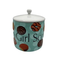 Cookie Jar I Love Girl Scout Cookies 2006 Ceramic Retro Turquoise Blue - £36.00 GBP