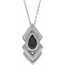 Sterling Silver Onyx Geometric Necklace - £117.16 GBP