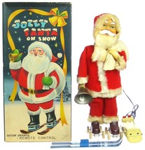 Vintage 1950&#39;s Alps Roller Skating Christmas Santa Claus w/Box Works VG - £351.46 GBP