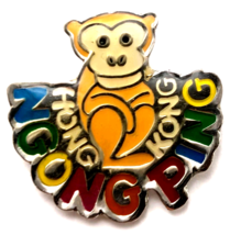 Hong Kong Ngong Ping Lantau Island Monkey Colorful Letters Enamel Pin So... - £10.49 GBP