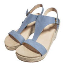 Reaction Kenneth Cole Womens Blue T Strap Espadrille Card Wedge Sandals Size 9 - £47.95 GBP