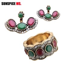 SUNSPICE MS Fashion Turkish Ring Earring Sets For Women Ethnic Wedding Bridal Je - £10.00 GBP