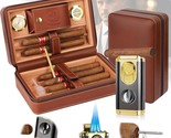 Travel Cigar Humidor, Cedar Wood Lined, with All-in-one Cigar Lighter, B... - $103.90