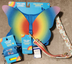 Rainbow w/WINGS Dog Harness By Pride &quot;You Are Loved&quot; 4&#39; Leash Plus Waste Bag Md - $19.77