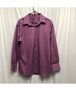 Claiborne Dress Shirt Mens Size 17 34-35 Slim Fit Purple Cotton Long Sleeve - $18.61