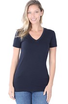 Zenana Basic Cotton V-Neck Short Sleeve Navy - $14.95