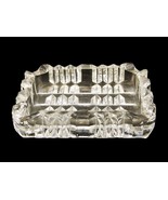 Small Rectangular Glass Ashtray, Crossed Cuts, 4 Corner Rests, Vintage - $9.75