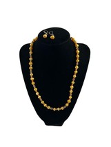 Necklace Earrings Set Yellow Rhinestones Beads Magnetic Clasp Prom Formal - £15.03 GBP