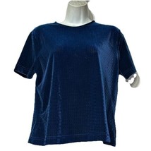 st. john sport Marie Grey Blue Velvet short sleeve top blouse Size S - £27.82 GBP