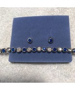 Vintage Avon 2002 Sparkling Sapphire color Crystal Tennis Bracelet Earri... - $30.00