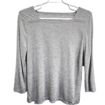 LOFT Striped Top Gray Black Size L 3/4 Sleeve Pullover Modal Lightweight... - £11.93 GBP