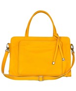 Italian Made Buttercup Yellow Leather Medium Tote with Front Pocket By M... - $6,261.15 MXN
