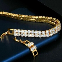 7.50 Ct Round Moissanite Women&#39;s Tennis Bracelet 14K Yellow Gold Plated - £226.26 GBP