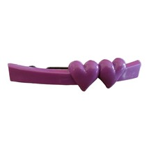 Vintage 1980s Hair Barrette Purple Heart Curved USA 2.75&quot; - £6.14 GBP