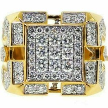 Men&#39;s 3 Ct Round Sim Diamond Cluster Engagement Band Ring 14K Yellow Gold Finish - £117.32 GBP