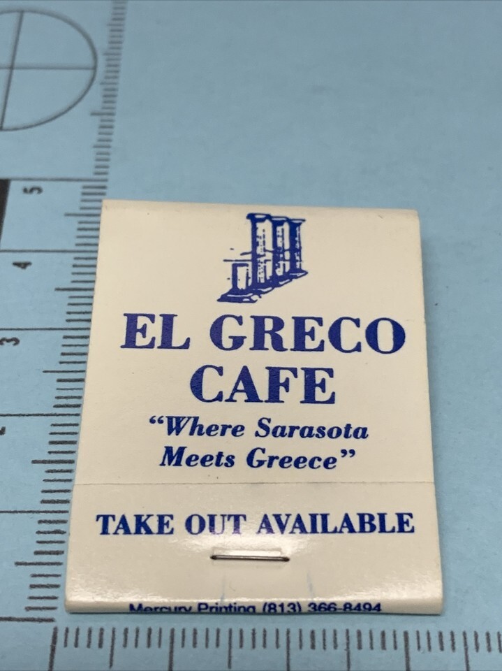 Vintage Matchbook Cover El Greco Cafe  Where Sarasota Meets Greece Flori... - $12.38