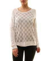 SUNDRY Womens Sweatshirt Checked Pullover Comfortable Casual Grey Size S - £28.61 GBP