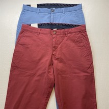 Lot 2 NEW Jos A Bank 36x32 Blue Red 1905 Slim Fit Mens Stretch Chino Pants - $69.99