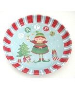 Happy Elf Metal Christmas Cookie Tray Dish 9.75&quot; Diameter Snacks Gifts - $10.34