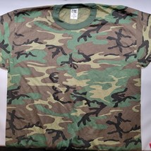 Tru-Spec Woodland Camo Green Military T-Shirt Sx 2XL Single Stitch Vinta... - £14.42 GBP