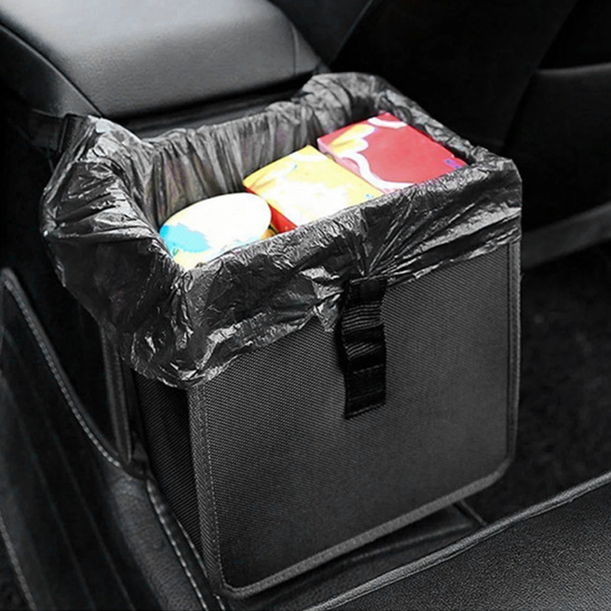 Ty car trash can with adjustable strap 6 5l waterproof foldable car trash organizer bin thumb200