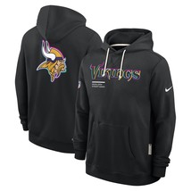 New Mens Vikings 2025 Crucial Catch Beat Cancer Sideline Hoodie - Black - $69.90