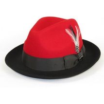 Men BENTLY Hat Australian Wool Fedora Damien Collection DM754 Red/Black image 4