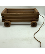 Wooden Wagon Vintage Wood Pull Toy Wheels Handmade 11.5 X 7.5 BOX - £15.61 GBP