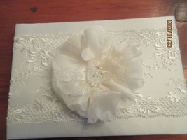 STUDIO HIS AND HERS WEDDING GUEST BOOK WITH SATIN AND LACE FLOWER - £8.89 GBP