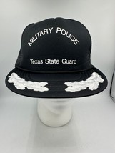 Vtg Texas State Guard Hat Military Police Cap Scrambled Eggs Rope Black ... - £8.41 GBP