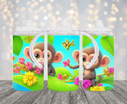 Personalized Baby Monkey Design 12oz 2 in 1 Stainless Steel Dual Lid Sip... - $18.00