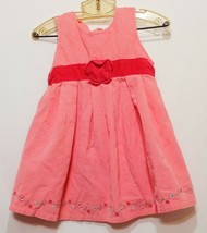 Laura Ashley Dress Pink Flowers Corduroy  Size 12 Months With Slip Sleeveless - £15.14 GBP