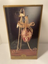 Home for the Holidays burgundy gold blown glass ornament &amp; stand boxed Christmas - £11.95 GBP