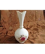 LENOX CHINA RHODORA PINK ROSE BUD VASE 8&quot; NARROW NECK GREEN BACKSTAMP USA - $26.89 CAD