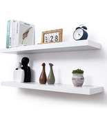 Fuqing White Floating Shelves, 36 Inches Long Shelves Set of 2, Solid Wo... - £81.71 GBP