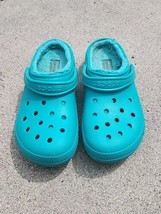 CROCS Unisex Dual Comfort Faux Fur Turquoise Slip On Shoes Clogs Size M9 W11 - £11.79 GBP