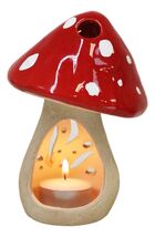 Whimsical Cottage Magic Red Toadstool Mushroom Ceramic Votive Candle Holder - €14,68 EUR