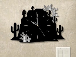 15in W Southwest Theme Desert Mountain Wall Clock - Prickly Pear - $104.00