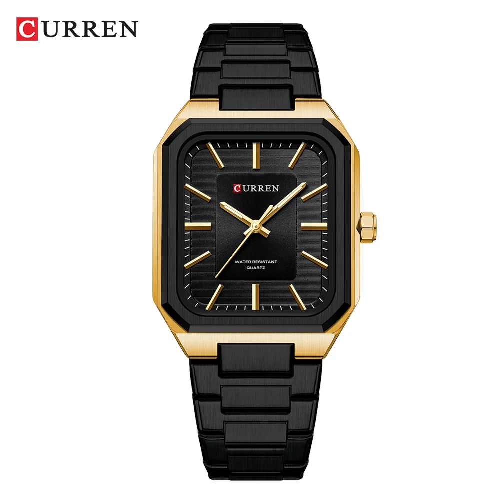 Ultra-Thin Rectangle Dial Men&#39;s Quartz Watch Luxury Business Style Stainless ste - £36.01 GBP