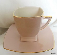 Demi Tasse Cup and Saucer Light Rose Gold Trim 3&quot; Tall Square - £11.05 GBP