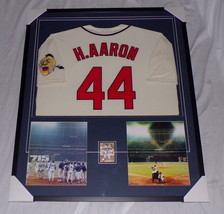 Hank Aaron Signed Framed 32x38 Jersey &amp; Photo Display Braves - £1,168.13 GBP