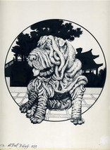 Original Shar-Pei Pen and Ink Drawing by Billy G 1983 Neiman Marcus Ad  - £234.30 GBP