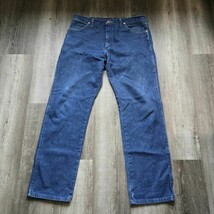 Vintage Wrangler Jeans 13MWZ Mens 35x32 90&#39;s Western Denim Rigid Cowboy Cut - $38.94