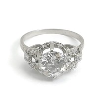 Authenticity Guarantee 
Antique Vintage Art Deco Round Diamond Platinum Engag... - £4,966.67 GBP