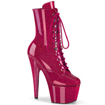 PLEASER ADORE-1020GP Sexy 7&quot; Heel Hot Pink Fuchsia Glitter Women&#39;s Ankle Boots - £73.49 GBP