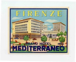 Gran Hotel Mediterranio Luggage Label Firenza Florence Italy  - $9.90