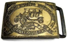 Henry Ford Belt Buckle Detroit Model T Record Year Brass Vintage - £43.01 GBP