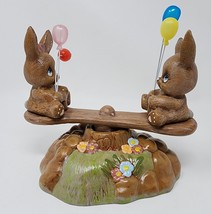 Vtg 1982 Dona&#39;s Ceramic Molds Bunnies Balloons Plays  It&#39;s A Small World U114 - £27.96 GBP